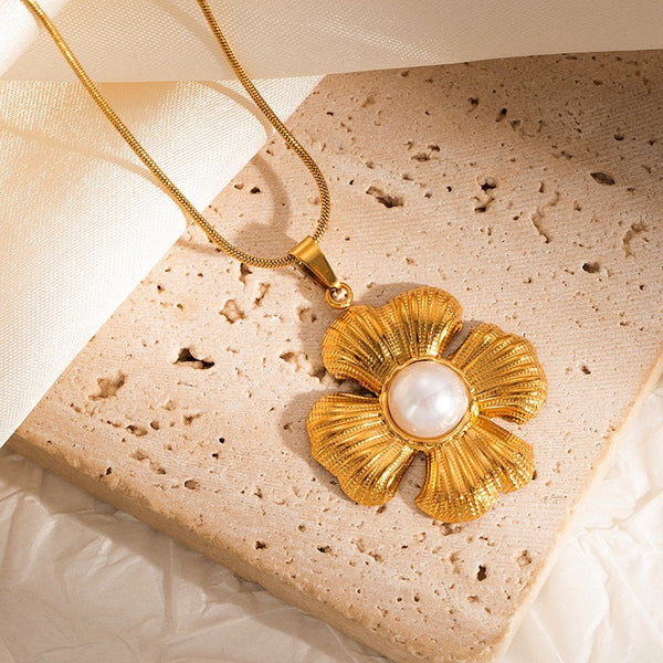 Pearl 18K Gold Filled Over Stainless Steel Necklace