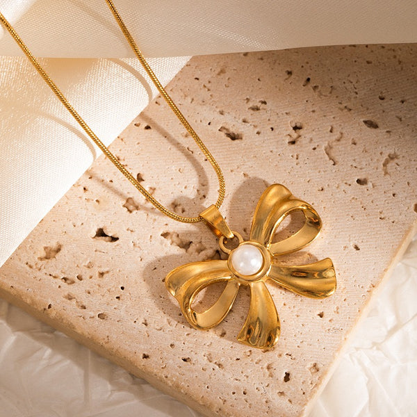 Pearl 18K Gold Filled Over Stainless Steel Necklace