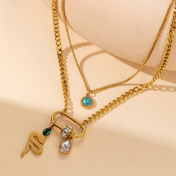 Double Layered 18K Gold Filled Over Stainless Steel Necklace