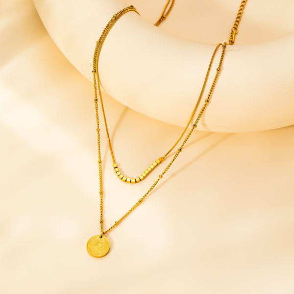 Double Layered 18K Gold Filled Over Stainless Steel Necklace