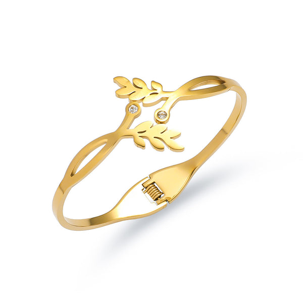 18K Gold Filled Over Stainless Steel Bangle With Cubic Zircon