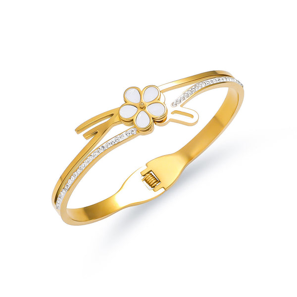 18K Gold Filled Over Stainless Steel Bangle With Cubic Zircon