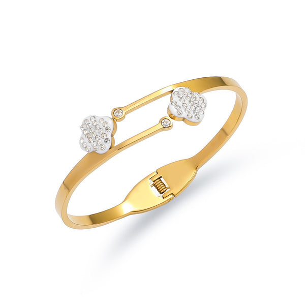 18K Gold Filled Over Stainless Steel Bangle With Cubic Zircon