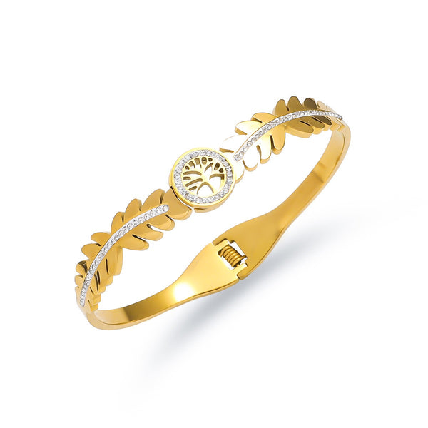 18K Gold Filled Over Stainless Steel Bangle With Cubic Zircon