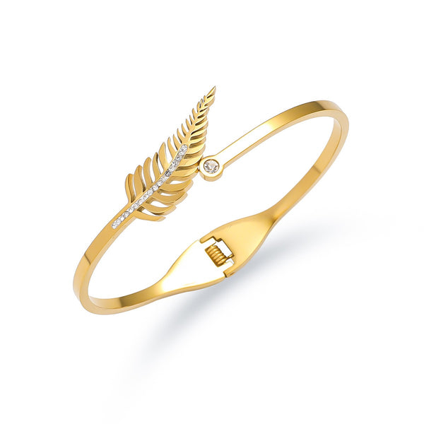 18K Gold Filled Over Stainless Steel Bangle With Cubic Zircon