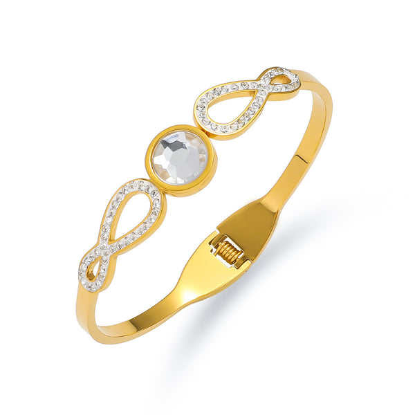 18K Gold Filled Over Stainless Steel Bangle With Cubic Zircon