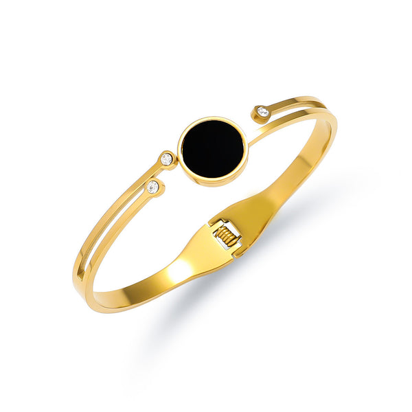 18K Gold Filled Over Stainless Steel Bangle With Cubic Zircon