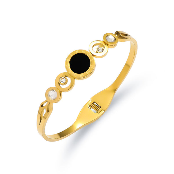 18K Gold Filled Over Stainless Steel Bangle With Cubic Zircon