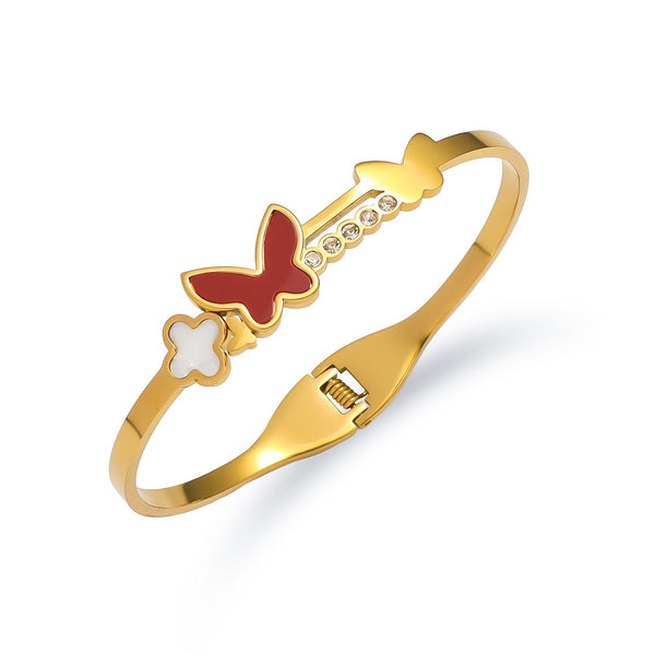 18K Gold Filled Over Stainless Steel Bangle With Cubic Zircon