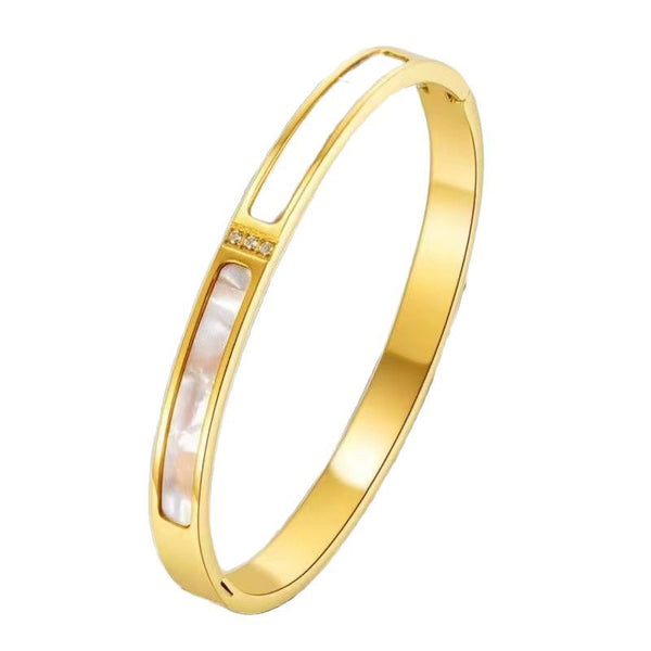 18K Gold Filled Over Stainless Steel Bangle With Cubic Zircon