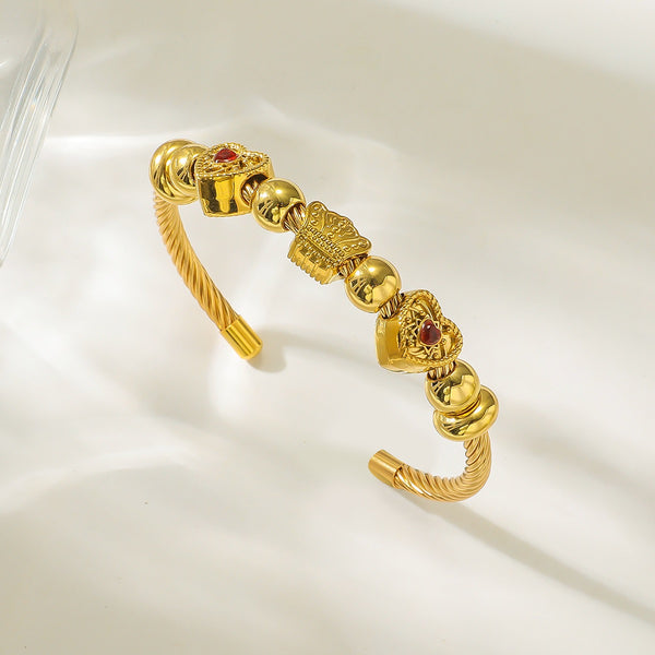 18K Gold Filled Over Stainless Steel Bangle With Cubic Zircon