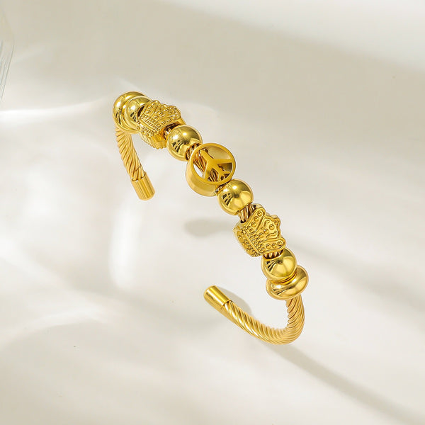 18K Gold Filled Over Stainless Steel Bangle With Cubic Zircon