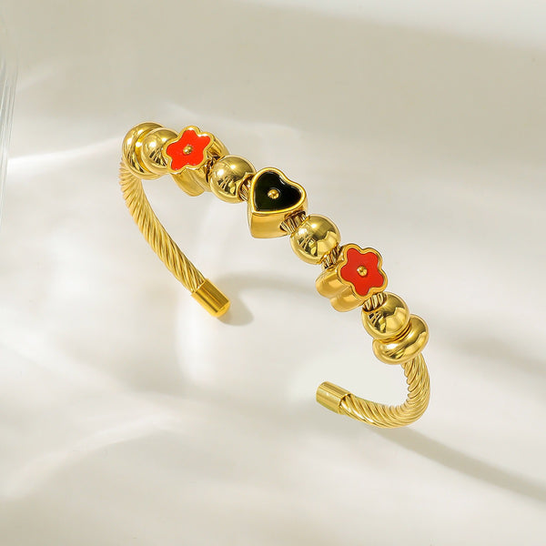 18K Gold Filled Over Stainless Steel Bangle With Cubic Zircon