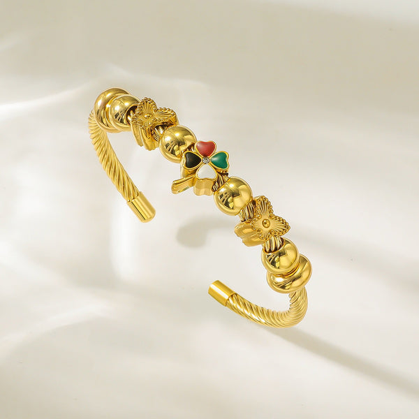 18K Gold Filled Over Stainless Steel Bangle With Cubic Zircon