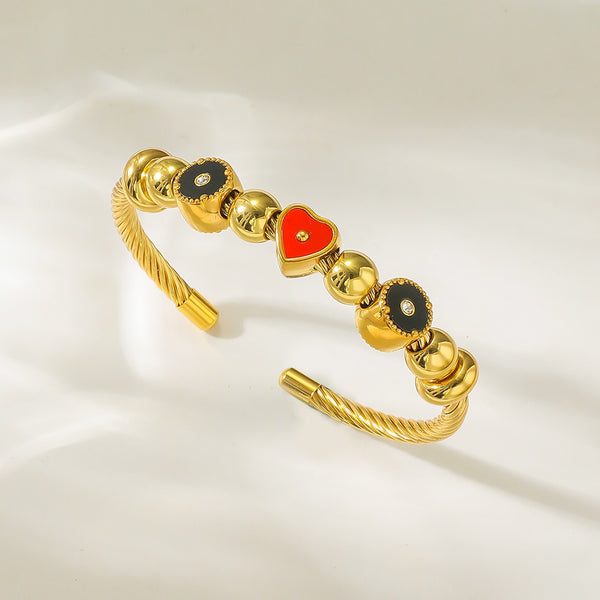 18K Gold Filled Over Stainless Steel Bangle With Cubic Zircon