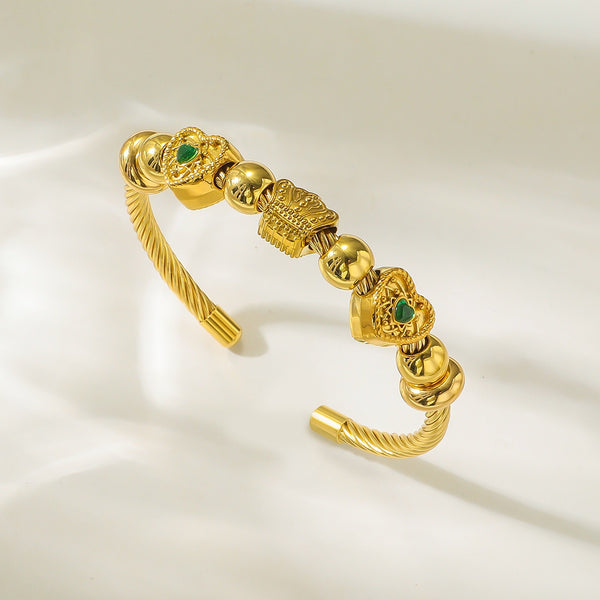 18K Gold Filled Over Stainless Steel Bangle With Cubic Zircon