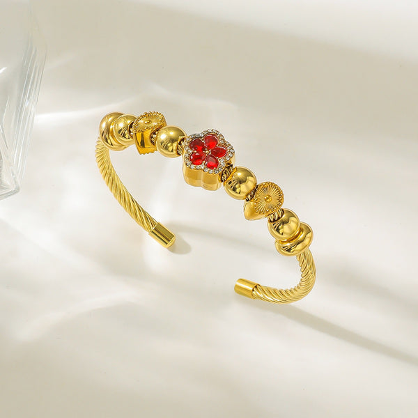 18K Gold Filled Over Stainless Steel Bangle With Cubic Zircon