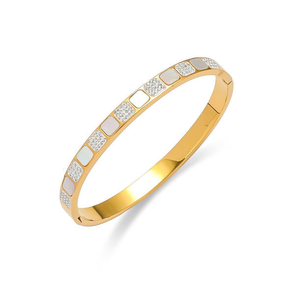 18K Gold Filled Over Stainless Steel Bangle With Cubic Zircon