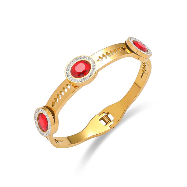 Multicolor 18K Gold Filled Over Stainless Steel Bangle With Cubic Zircon