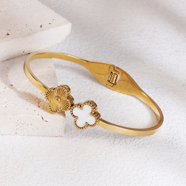 Clover 18K Gold Filled Over Stainless Steel Bangle