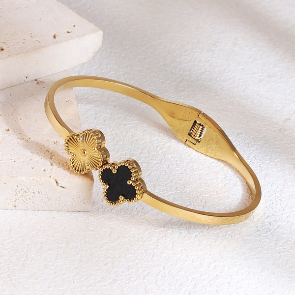 Clover 18K Gold Filled Over Stainless Steel Bangle