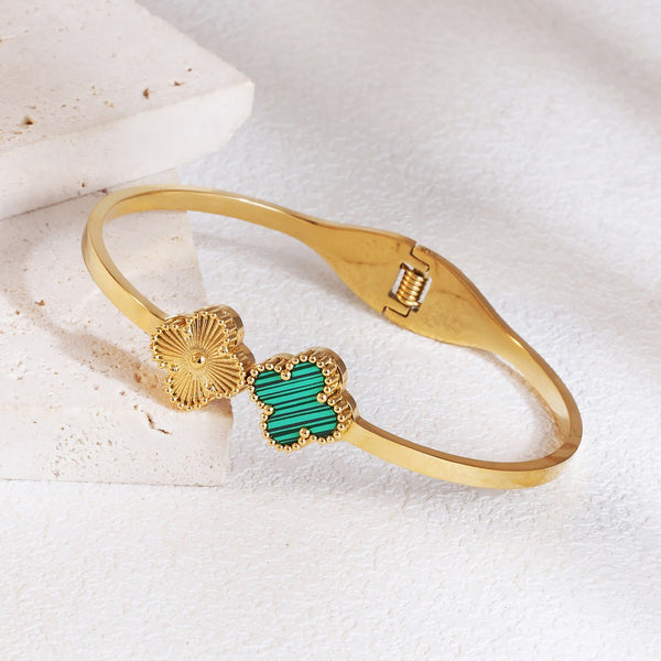 Clover 18K Gold Filled Over Stainless Steel Bangle