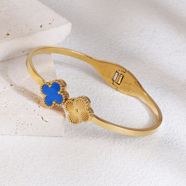 Clover 18K Gold Filled Over Stainless Steel Bangle