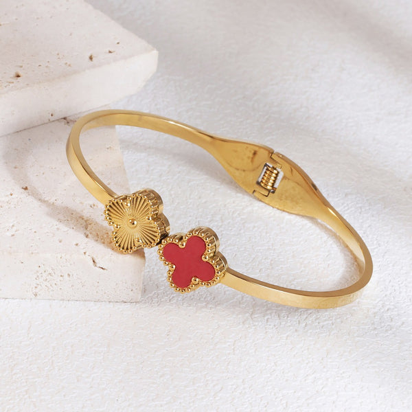 Clover 18K Gold Filled Over Stainless Steel Bangle