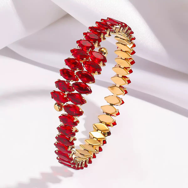 Adjustable 18K Gold Filled Over Stainless Steel Bangle With Cubic Zircon