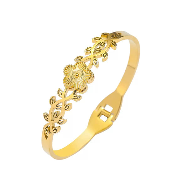 18K Gold Filled Over Stainless Steel Bangle With Cubic Zircon