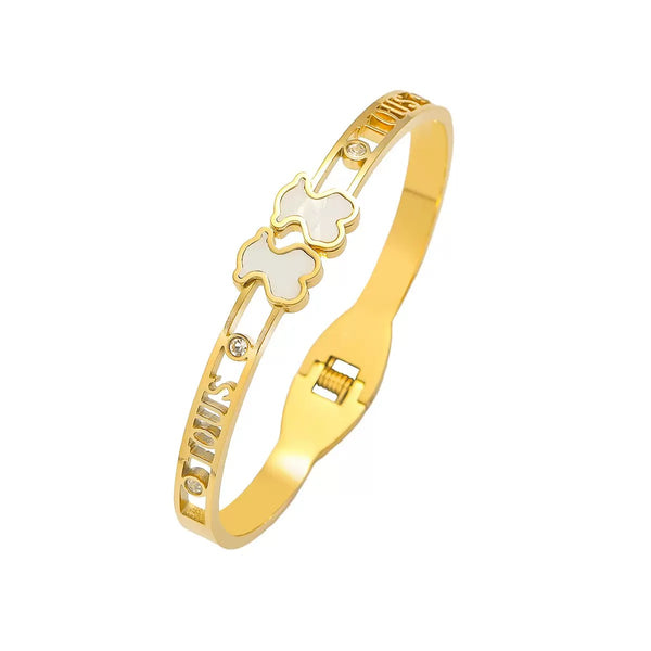 18K Gold Filled Over Stainless Steel Bangle With Cubic Zircon