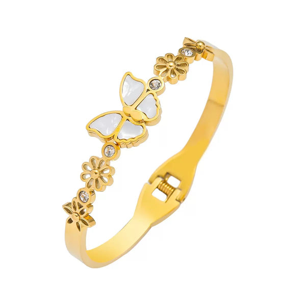 18K Gold Filled Over Stainless Steel Bangle With Cubic Zircon