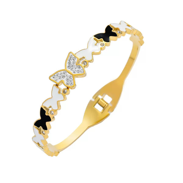 18K Gold Filled Over Stainless Steel Bangle With Cubic Zircon