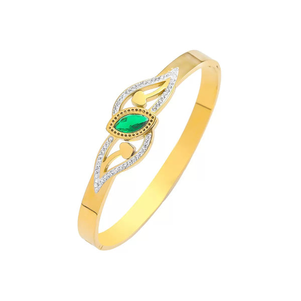 18K Gold Filled Over Stainless Steel Bangle With Cubic Zircon