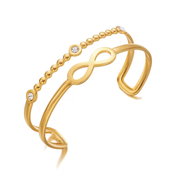 Adjustable Minimalism 18K Gold Filled Over Stainless Steel Bangle