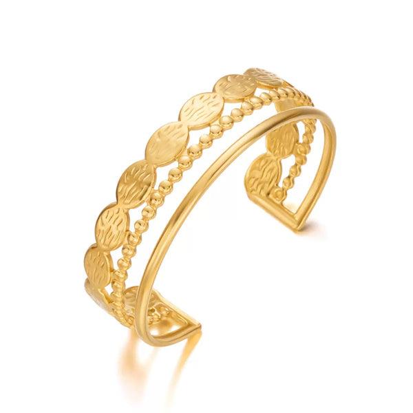 Adjustable Minimalism 18K Gold Filled Over Stainless Steel Bangle