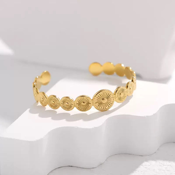 Adjustable Minimalism 18K Gold Filled Over Stainless Steel Bangle