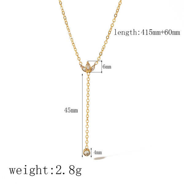 Flower 18K Gold Filled Over Stainless Steel Necklace With Cubic Zircon