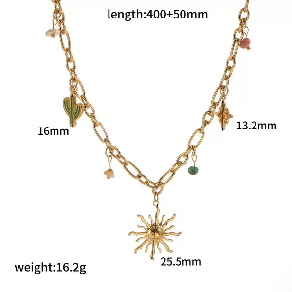 Charm 18K Gold Filled Over Stainless Steel Necklace