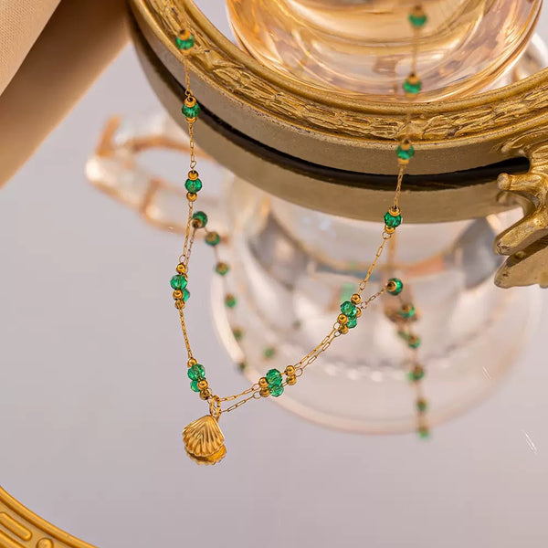 Beaded Ball Chain 18K Gold Filled Over Stainless Steel Necklace