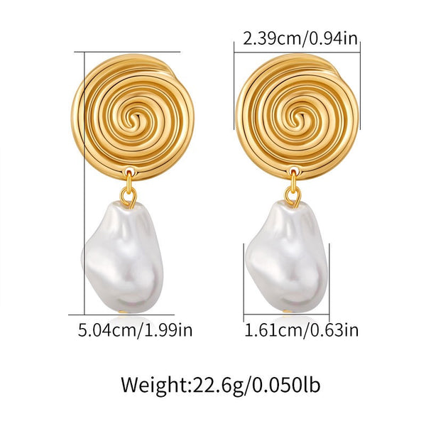 Elegant Natural Pearl Dangle Earrings 18K Gold Filled Ear Studs