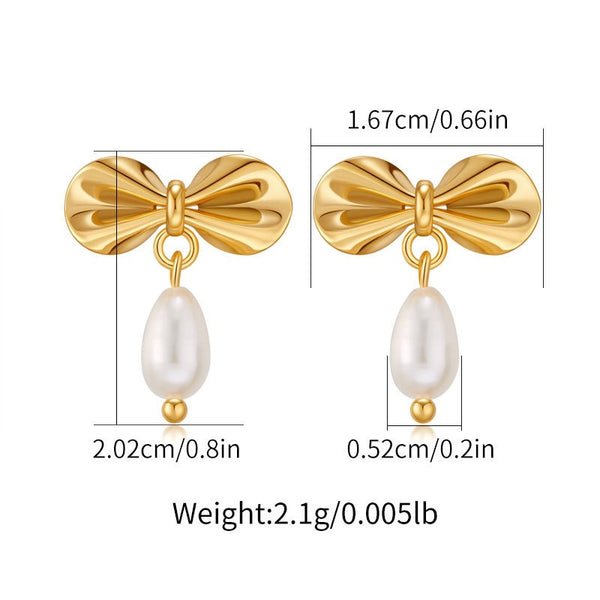 Elegant Natural Pearl Earrings 18K Gold Filled Ear Studs