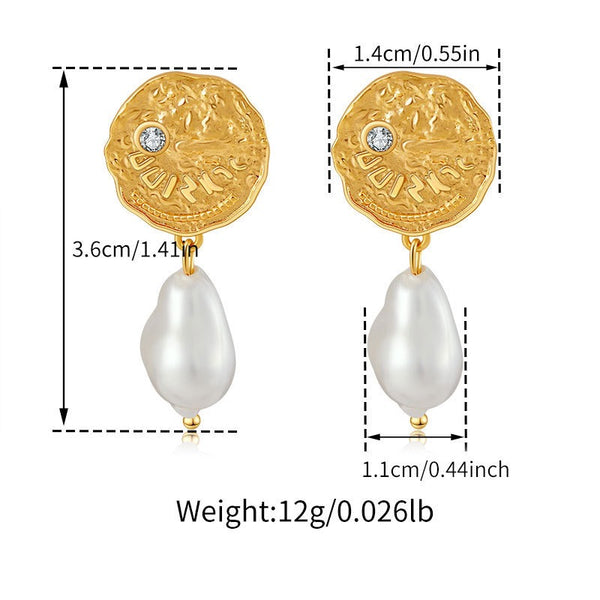 Elegant Natural Pearl Dangle Earrings 18K Gold Filled Ear Studs