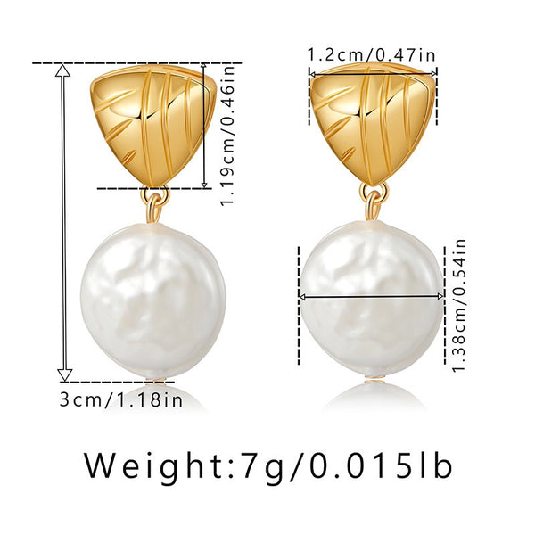 Elegant Natural Pearl Dangle Earrings 18K Gold Filled Ear Studs