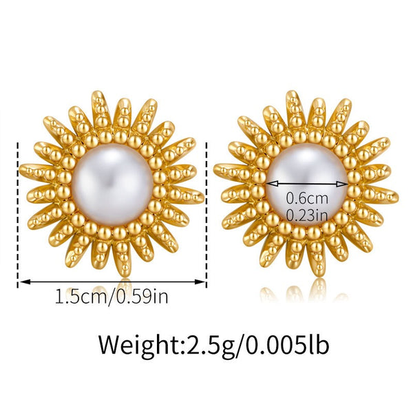 Elegant Natural Pearl Earrings 18K Gold Filled Ear Studs