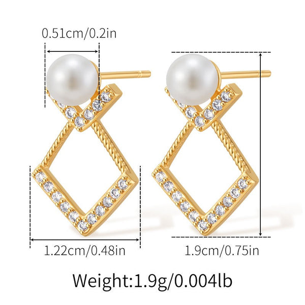 Elegant Natural Pearl Earrings 18K Gold Filled Ear Studs