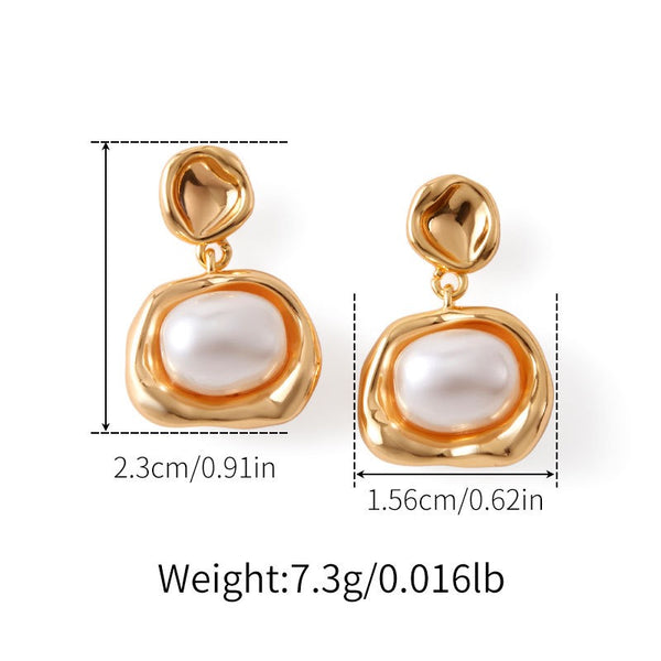 Elegant Natural Pearl Earrings 18K Gold Filled Ear Studs