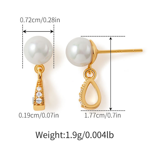 Elegant Natural Pearl Earrings 18K Gold Filled Ear Studs