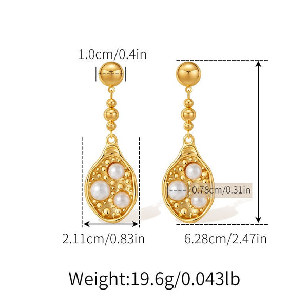 Elegant Natural Pearl Dangle Earrings 18K Gold Filled Ear Studs