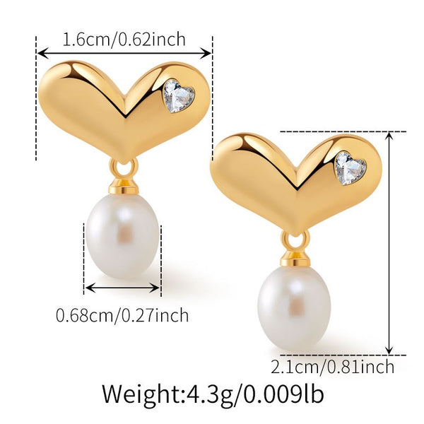 Elegant Natural Pearl Dangle Earrings 18K Gold Filled Ear Studs